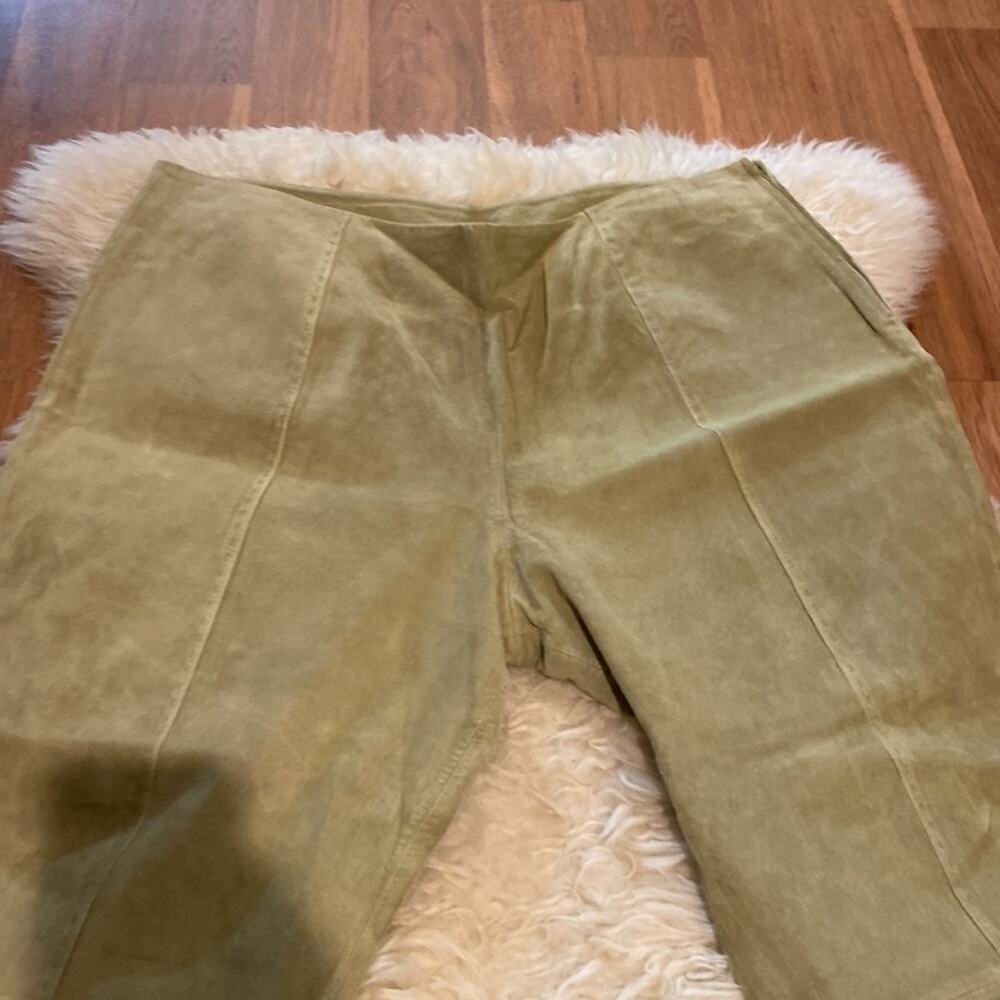 The Look by Randolph Duke Vintage Light Olive Green Suede Cropped Pants Sz 34 - Picture 10 of 10